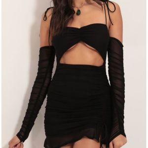 Lucy in the Sky Alessia Mesh Cutout Dress In Black